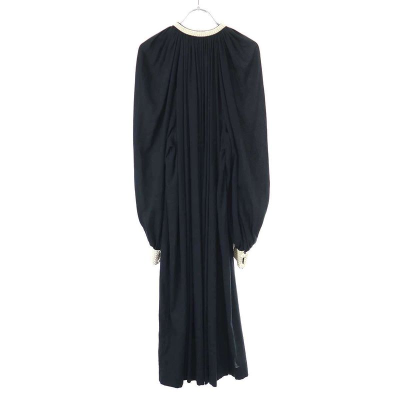 Hermes 12ss Cotton Stretch Maxi Dress Blue White 42