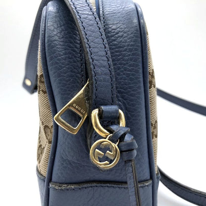 Gucci 449413 Shoulder Bag GG Canvas/leather Blue/brown Women