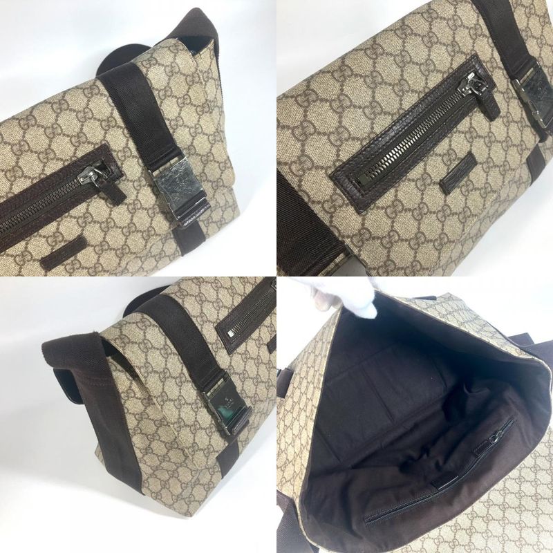 Gucci Shoulder Bag GG Plus Flap 122374 GG Supreme Canvas Beige
