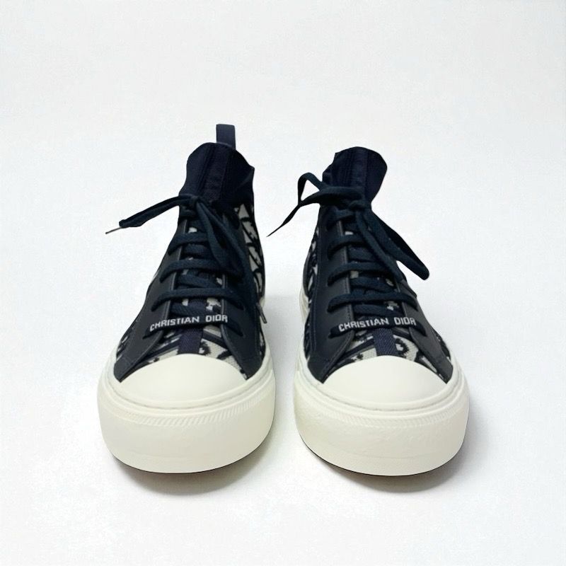 Christian DIOR Walk'n'dior Sneakers Shoes Fabric Leather Navy Unused Socks