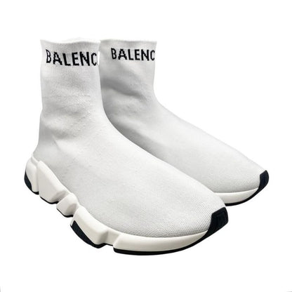 Balenciaga Sneakers Speed Trainers 549823 41 Size Knit Logo White Balenciaga