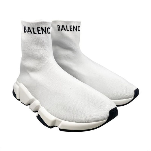 Balenciaga Sneakers Speed Trainers 549823 41 Size Knit Logo White Balenciaga