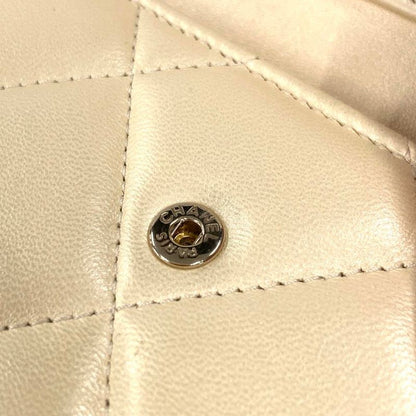 Chanel Matelasse Trifold Wallet Lamb Skin Ap2809 White Gold Hardware Coco Pearl