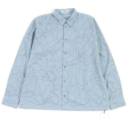 Hermes 24SS Selles En Fragments Finesse 100% Cotton Sellier Button Long Sleeve