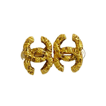 Chanel Vintage Coco Mark Motif Earrings Ear Cuff Accessory Gold 16506