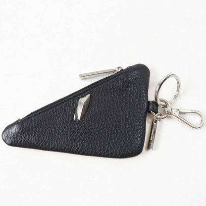 Fendi Bug's Eye Triangle Bicolor Leather Coin Case With Key Ring Yellow Black