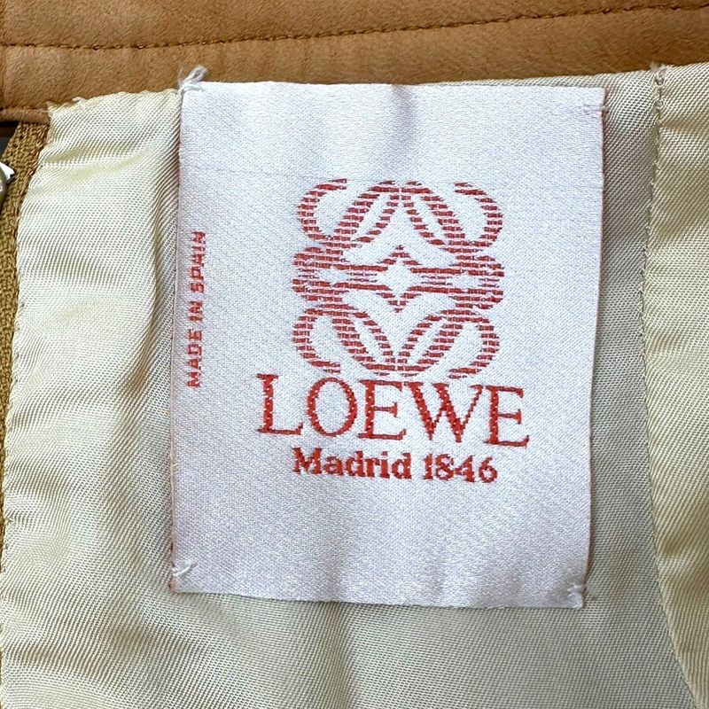 Loewe 90's Nubuck Leather Knee-Length Skirt 38(m) Brown