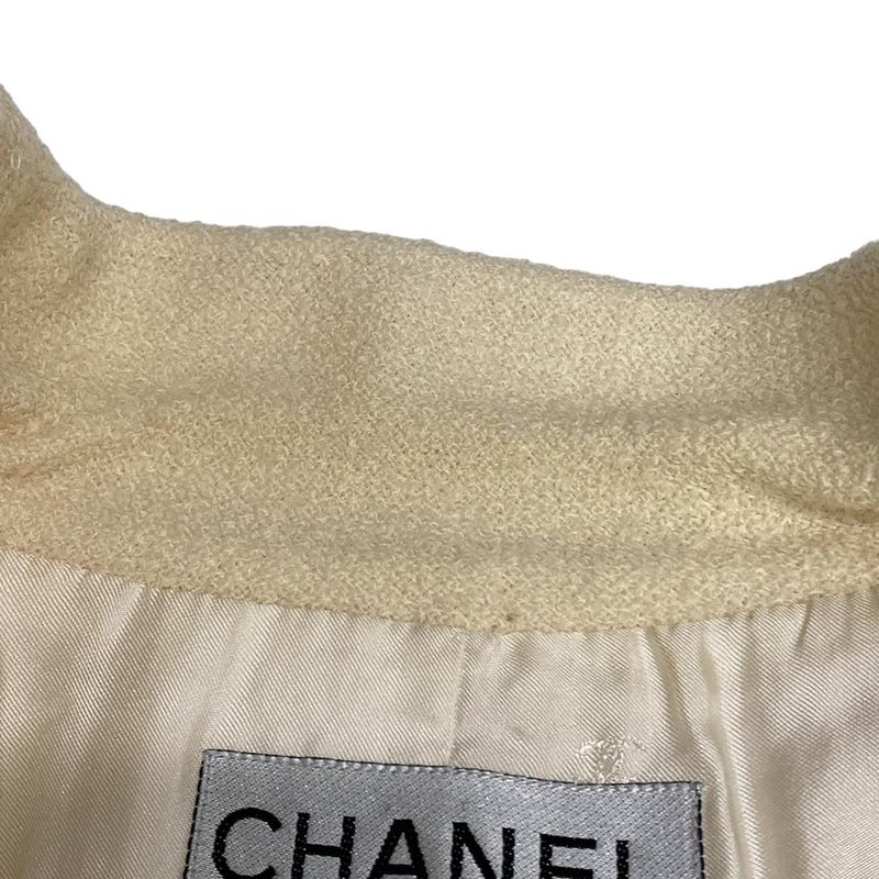 Chanel Jacket Size 38 M Women - P06411 Ivory Long Sleeves/shoulder Pads Wool