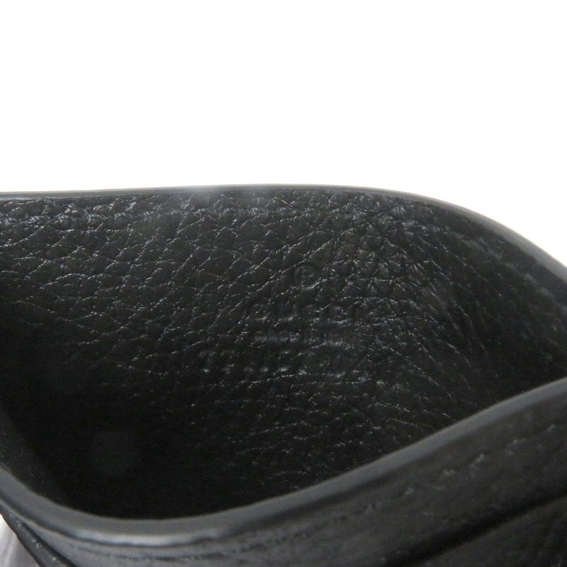 Gucci 771157 Silver Logo Hardware Leather Card Case Business Card Holder Black