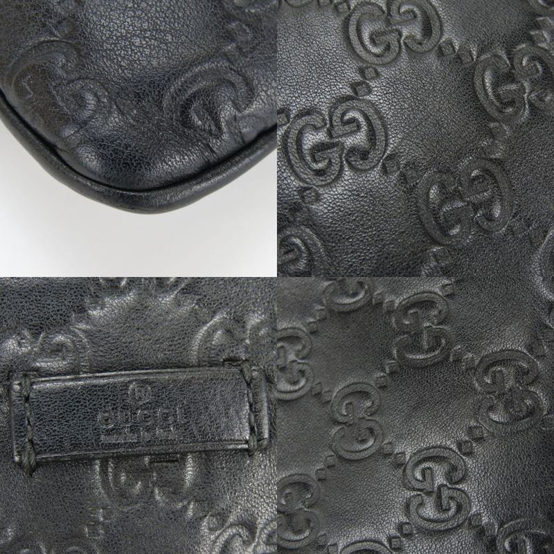 Gucci Shoulder Bag 201538 Guccissima Cima Leather Black Gold Hardware Crossbody