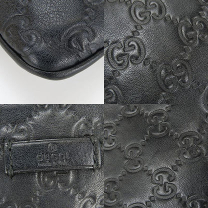 Gucci Shoulder Bag 201538 Guccissima Cima Leather Black Gold Hardware Crossbody