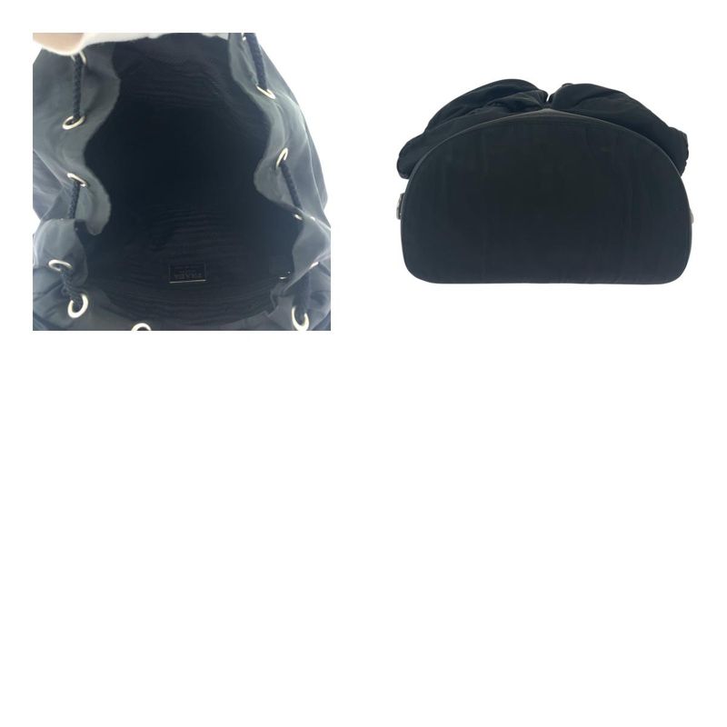 Prada Tessuto Triangle Logo Plate Black Silver Hardware Nylon Backpack Women