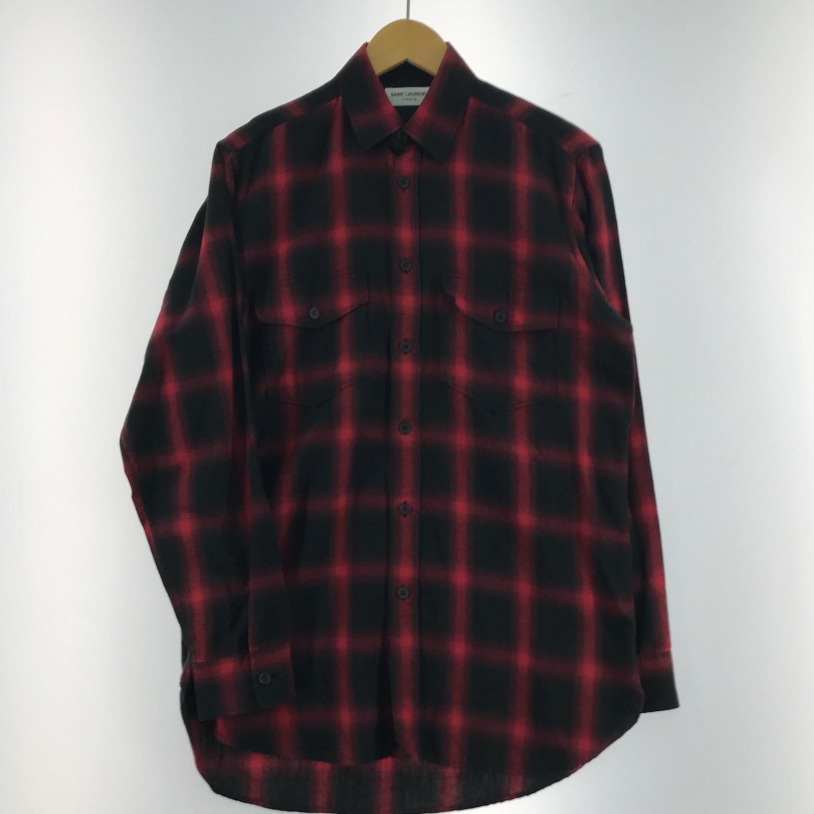Saint Laurent(Yves Saint Laurent) Ombre Check Shirt Long Sleeve Shirt Size