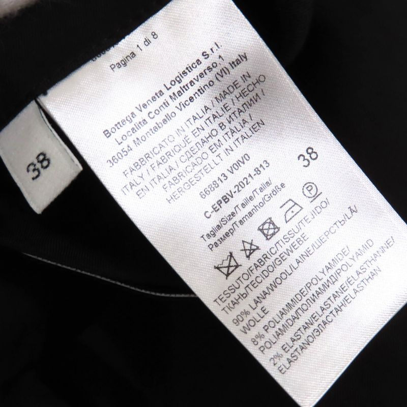 Bottega Veneta 2021 668813 V Logo Button Wool Single Coat Black 38 Made In