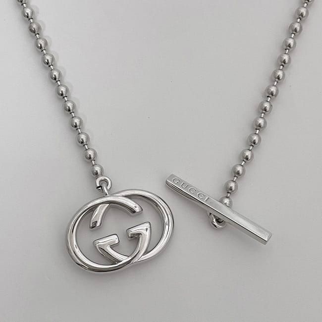 Gucci Necklace Silver Interlocking Polished Ag