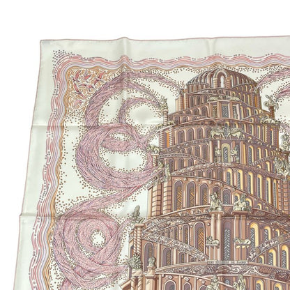 Hermes Scarf 100% Silk Carre 90 LES Rivieres DE Babel River Of Babel Pink With