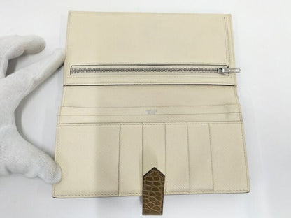 Hermes Bearn Souffle Touch Bifold Wallet Leather Ivory