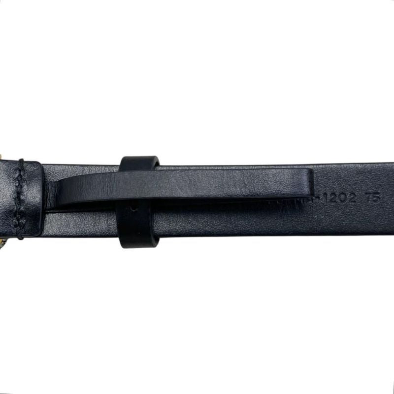 Christian Dior Belt CD Logo Rhinestone Leather Black Gold Hardware Christian