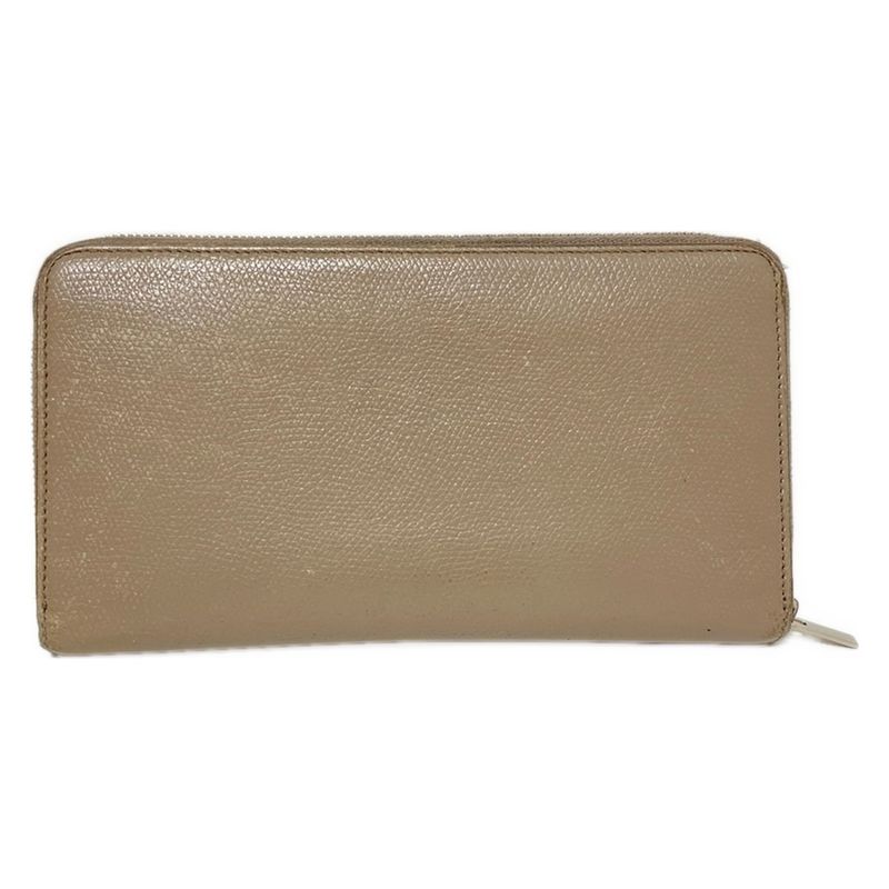 Celine Long Wallet - Gray Beige Round Zipper Leather