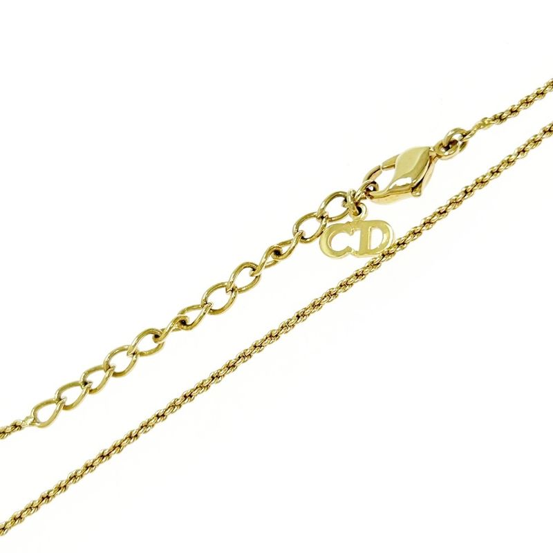 Christian Dior GP Rhinestone CD Logo Necklace Women's Gold 478557 Necklace