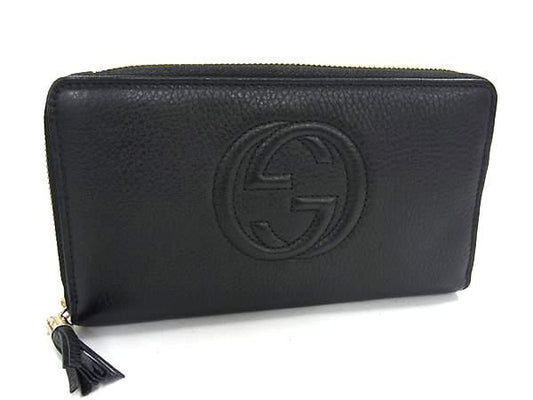 Gucci 303280 Soho Interlocking G Leather Round Zipper Long Wallet