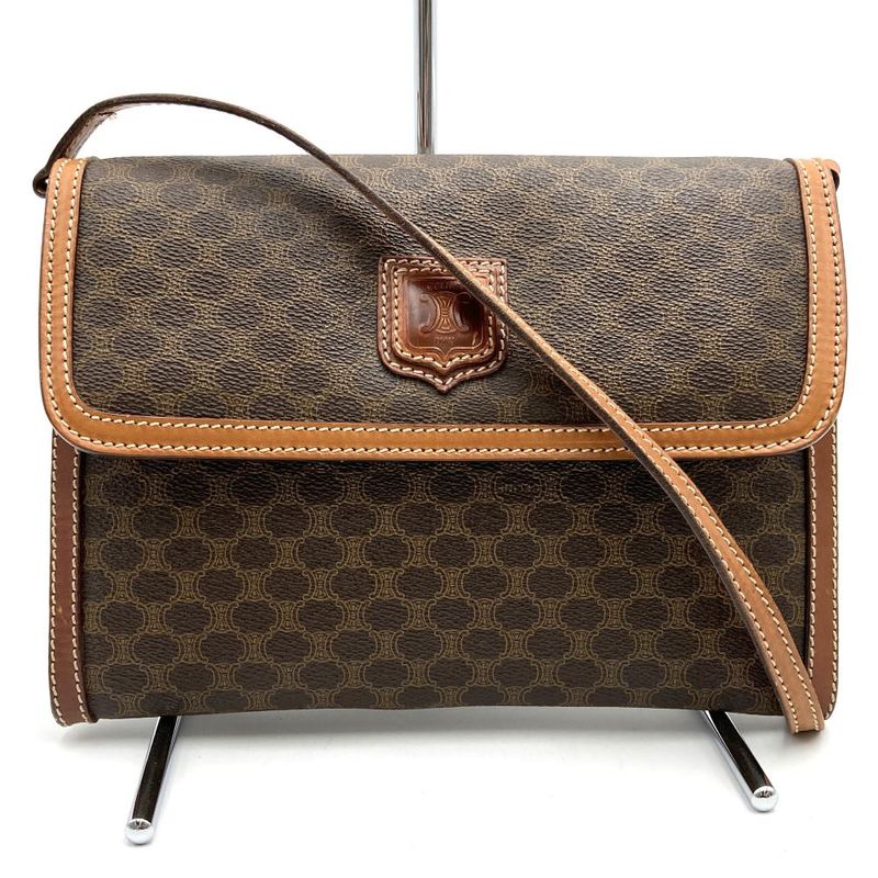 Celine M06 Shoulder Bag Clutch Bag Light Shape 2way Macadam Brown PVC Leather