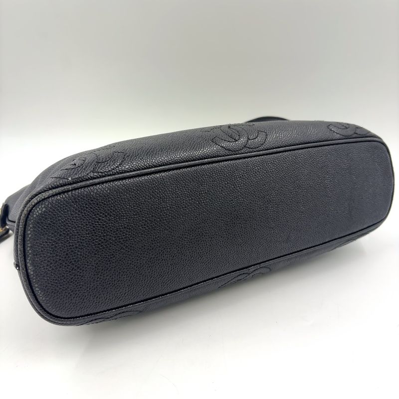 Chanel Triple Coco Mark Serial No 4 Series Chain Shoulder Bag Caviar Skin Black