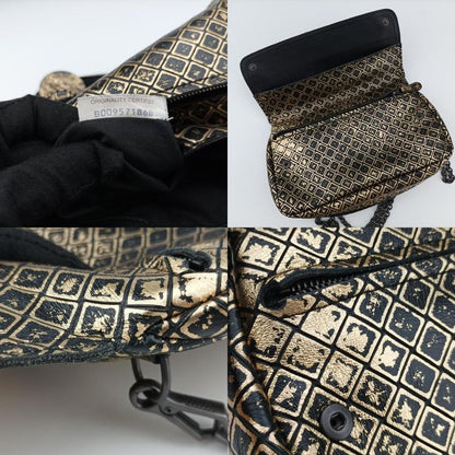 Bottega Veneta Intrecciomirage Butterfly Charm Black And Gold Leather B00957186b