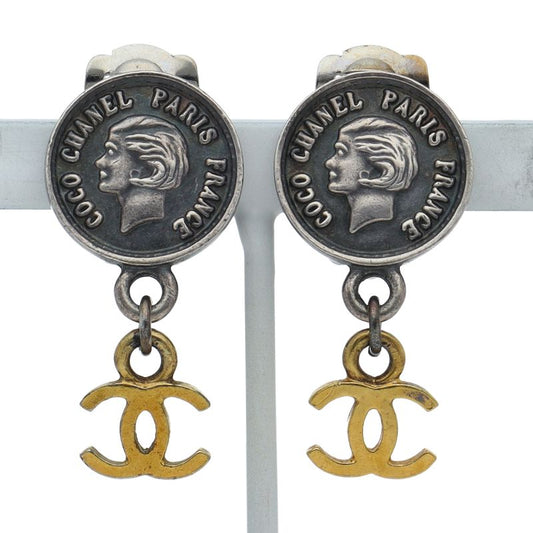 Chanel Coco Chanel Coin Earrings Brass Ladies