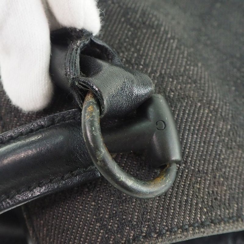 Gucci 101346 GG Canvas And Leather Black Unisex Tote Bag