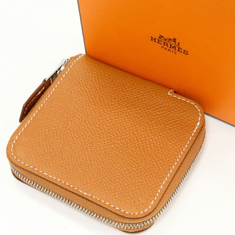 Hermes Coin Case Azap Compact Mini Silk Quin Epson Gold X Navy Silver Hardware