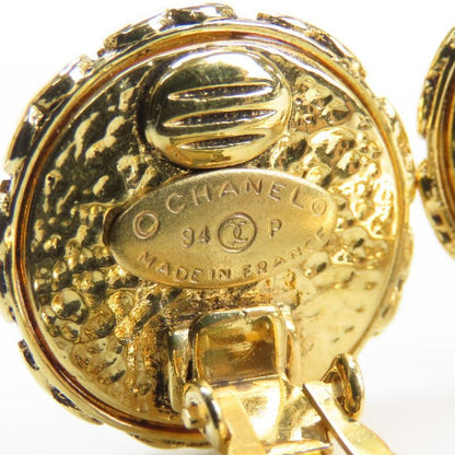 Chanel Earring Coco Mark Metal Faux Pearl Gold Plated Accessories 94P Ladies