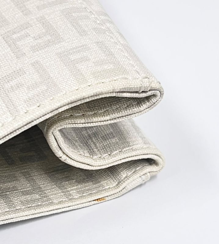 Fendi Bag Tote Handbag Zucchino Pattern White Gray 73ga948