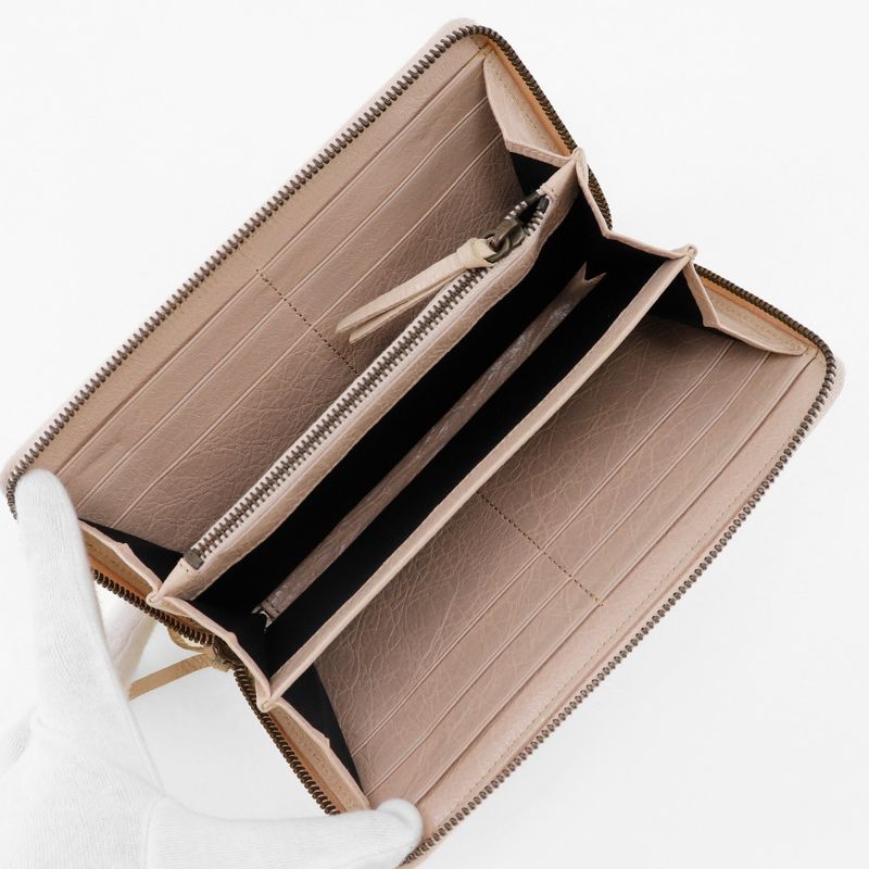 Balenciaga Classic Continental 253036 Calf Beige Pink Ladies Long Wallet