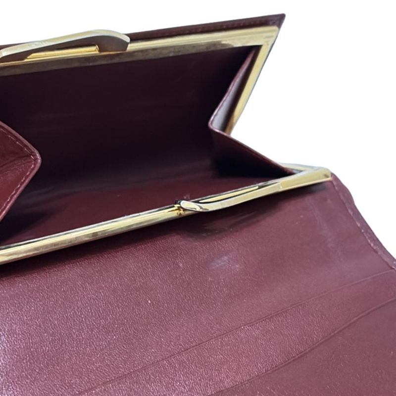 Cartier Trifold Wallet With Clasp In Bordeaux Leather