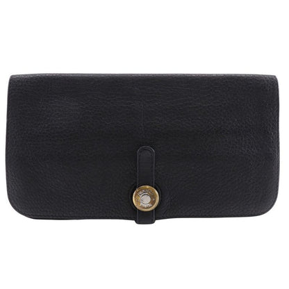 Hermes Dogon Long Taurillon Clemence Black □P Unisex Long Wallet