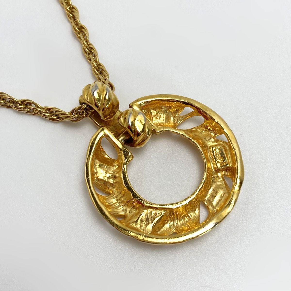 Yves Saint Laurent Twisted Circle Necklace with Stone Gold Plated Vintage