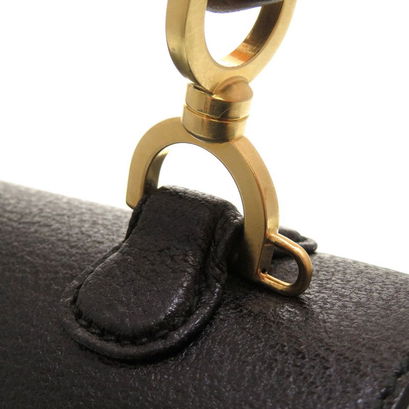 Gucci Bamboo Leather Black 000 2113 0633 Handbag Bag Black 0187 Gucci