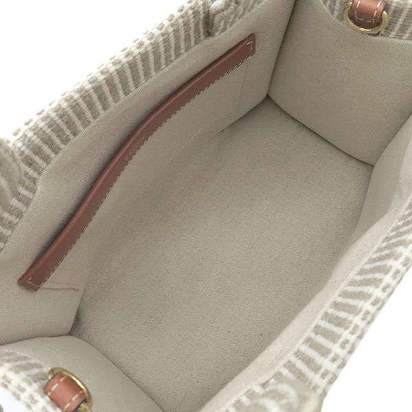 Celine 2way Bag Small Cabas Tice Leather Textile Beige Gold Hardware Shoulder