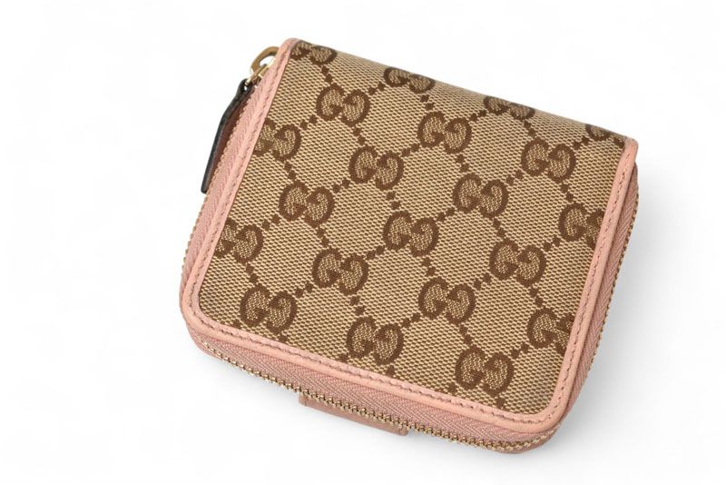 Gucci Wallet Fold Gucci Fold Wallet GG Canvas GG Beige Pink 346056