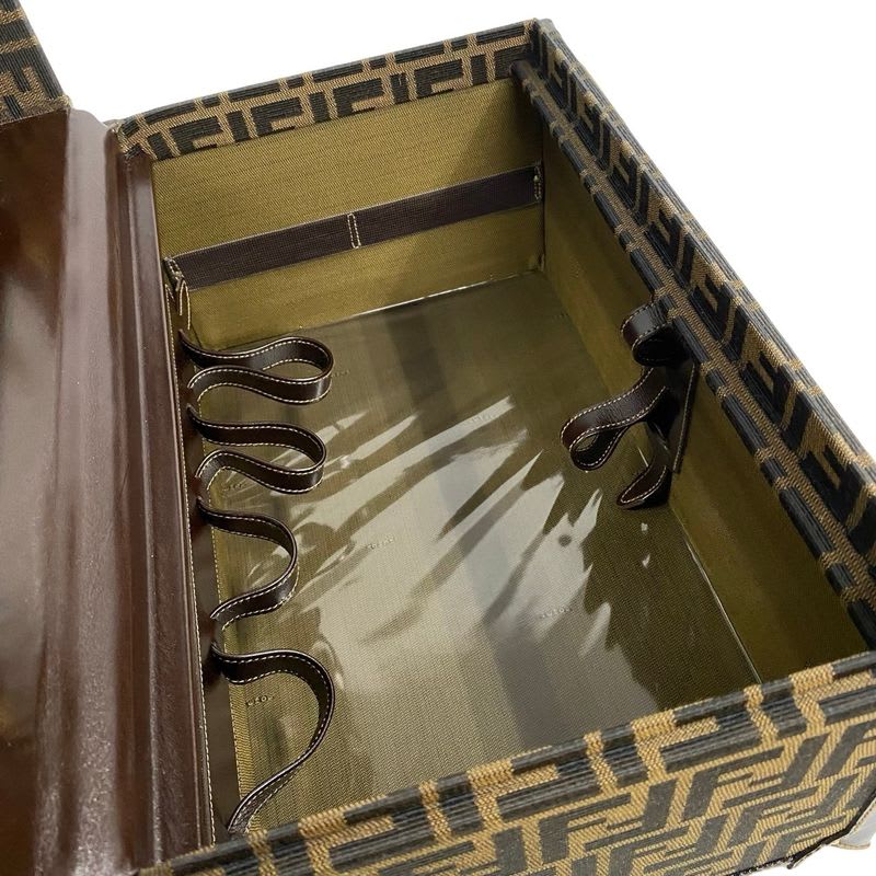 Fendi Zucca FF Pattern Canvas Leather Handbag Vanity