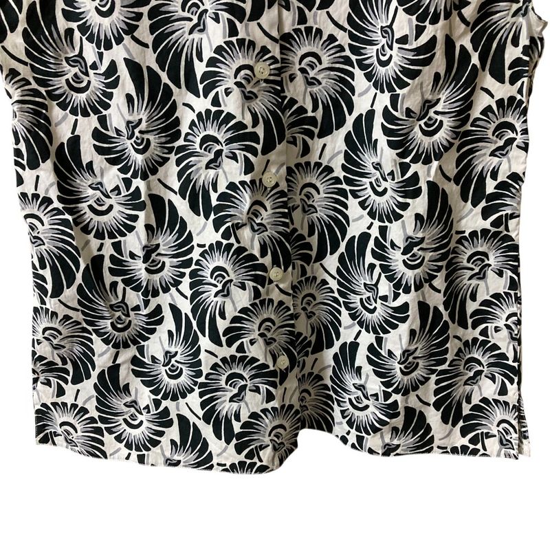 Prada Flower Print Sleeveless Shirt Blouse Size 38 White Black Women's Used