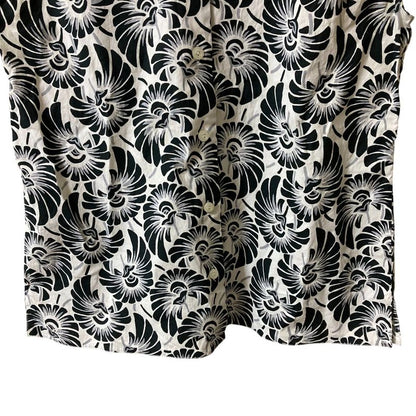 Prada Flower Print Sleeveless Shirt Blouse Size 38 White Black Women's Used