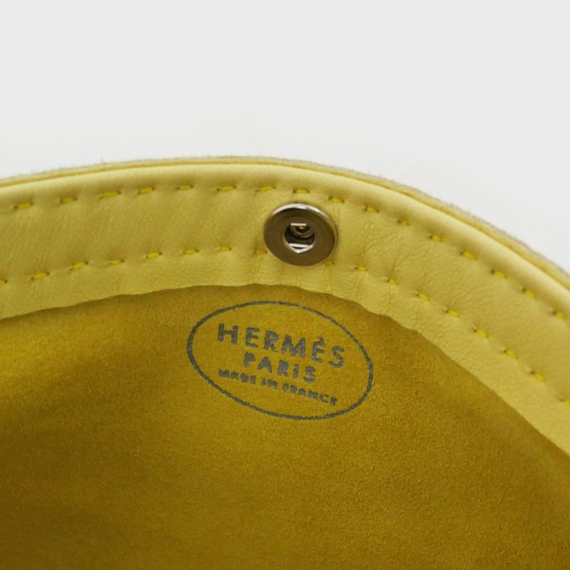 Hermes Tudu Punching Pochette Yellow Silver Hardware Shoulder Bag