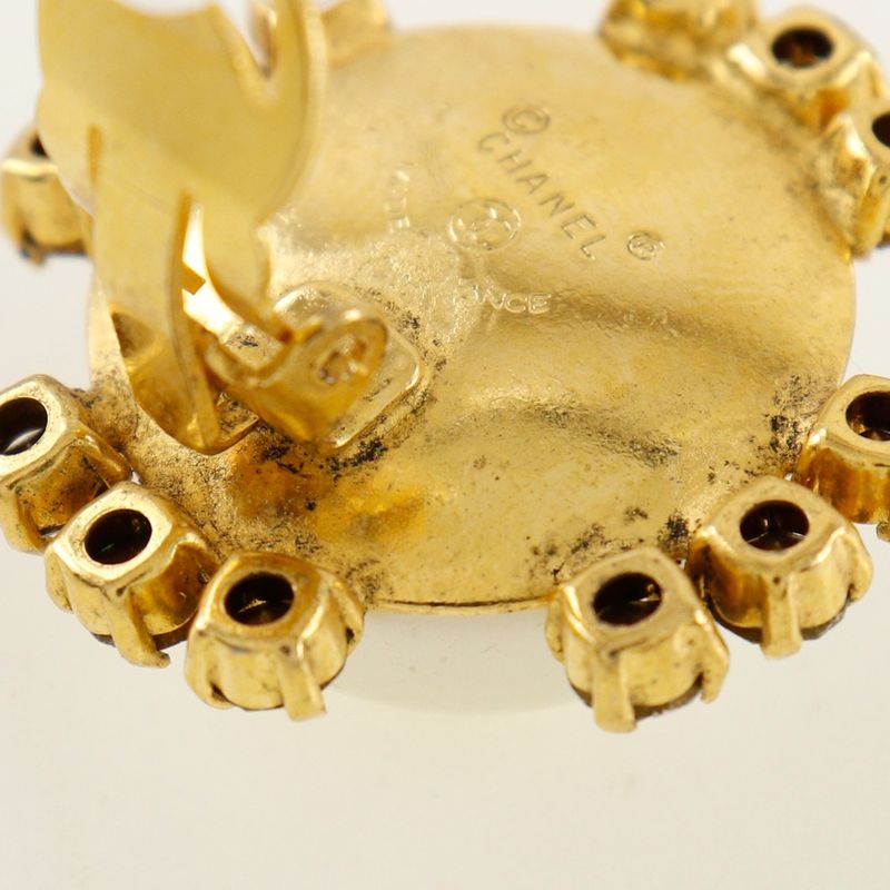 Chanel Vintage Gold Plated X Faux Pearl X Rhinestone Ladies 25.6g Earring