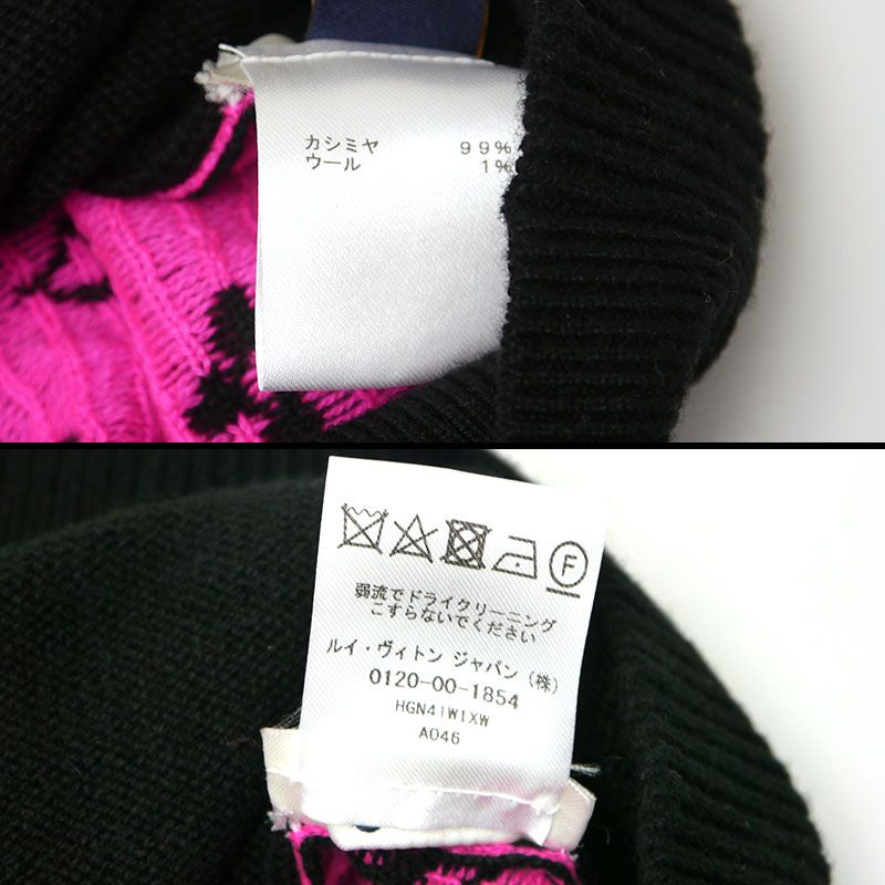 Louis Vuitton Cashmere Knit Size S Black And Pink Monogram Pattern On Back