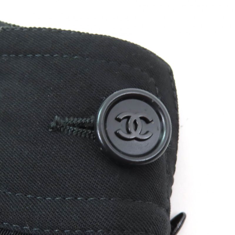 CHANEL Vintage 98P P10254 Coco Mark Buttoned Pants Slacks Bottoms Black 36 Made