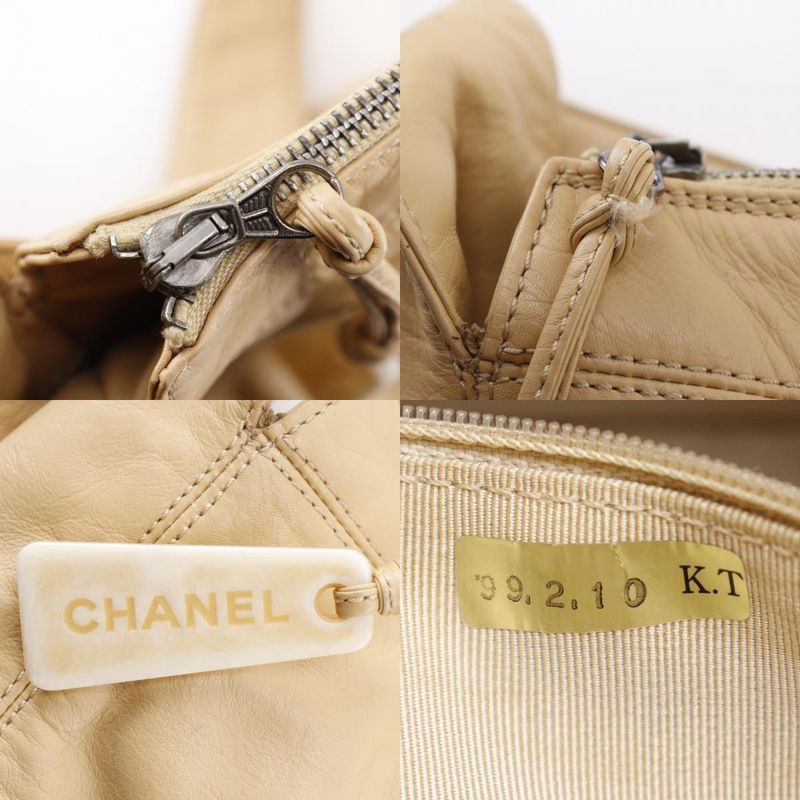 Chanel Coco Mark Lambskin Beige Women's Shoulder Bag