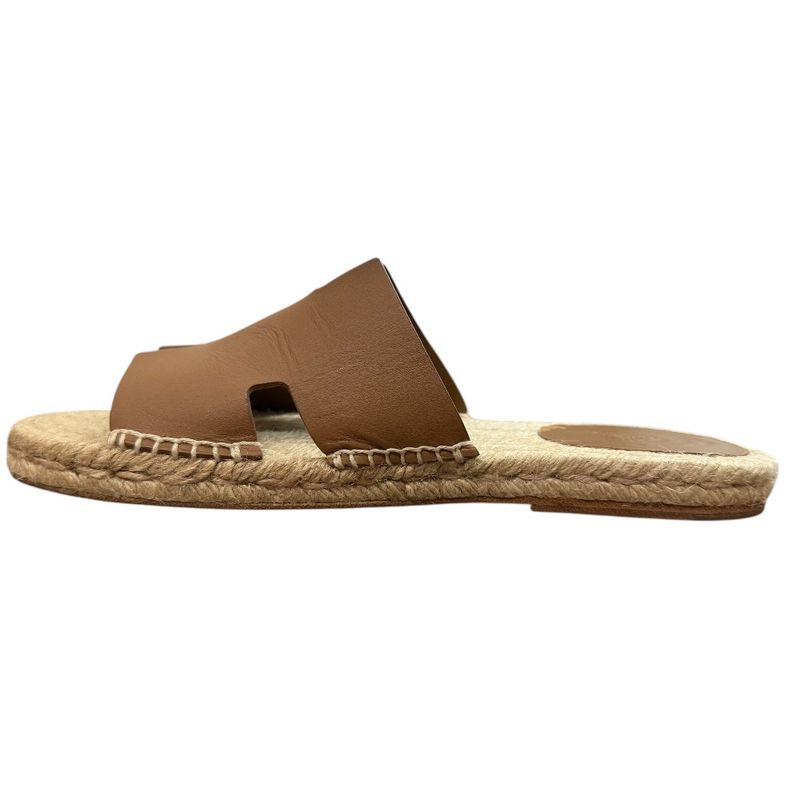 Hermes Espadrille Antigua Flat Leather Sandals 42 Approx 27cm (10.63in) Brown