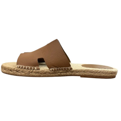 Hermes Espadrille Antigua Flat Leather Sandals 42 Approx 27cm (10.63in) Brown